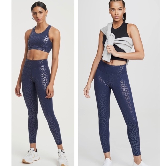 Herione Sport Metallic CheetahPrint Crop 7/8th Athletic Yoga Legging Pant XSmall - Picture 1 of 13